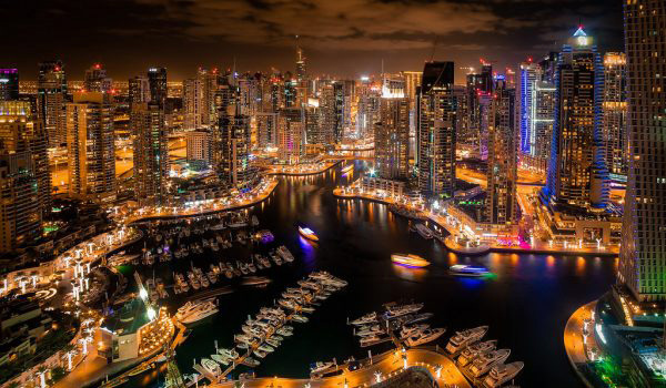 Dubai marina at night