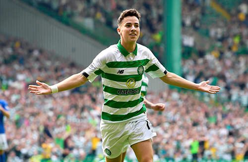 CELTIC FC CELTIC PARK - GLASGOW Mickey Johnston celebrates making it 1-0 to Celtic.